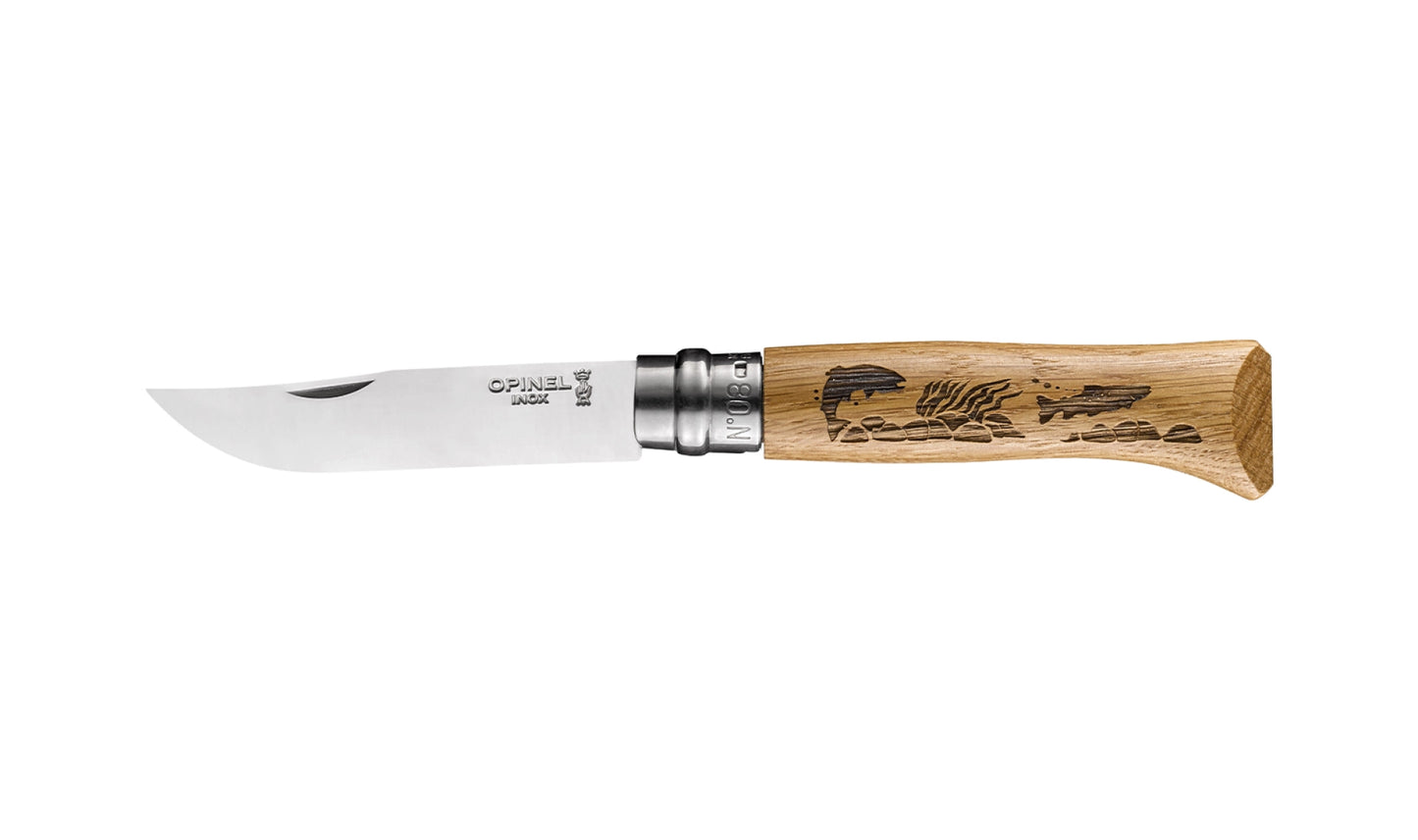Opinel N°08 Animalia Engraved Oak