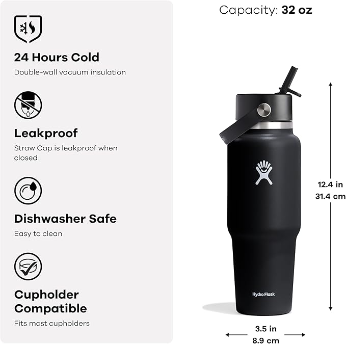 32oz Wide Flex Straw Travel Bottle