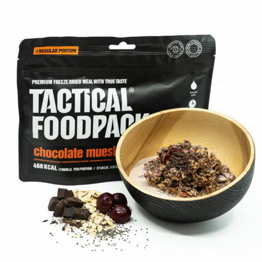 Chocolate muesli with cherries