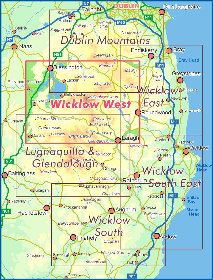 Wicklow Mountains East Map Laminated